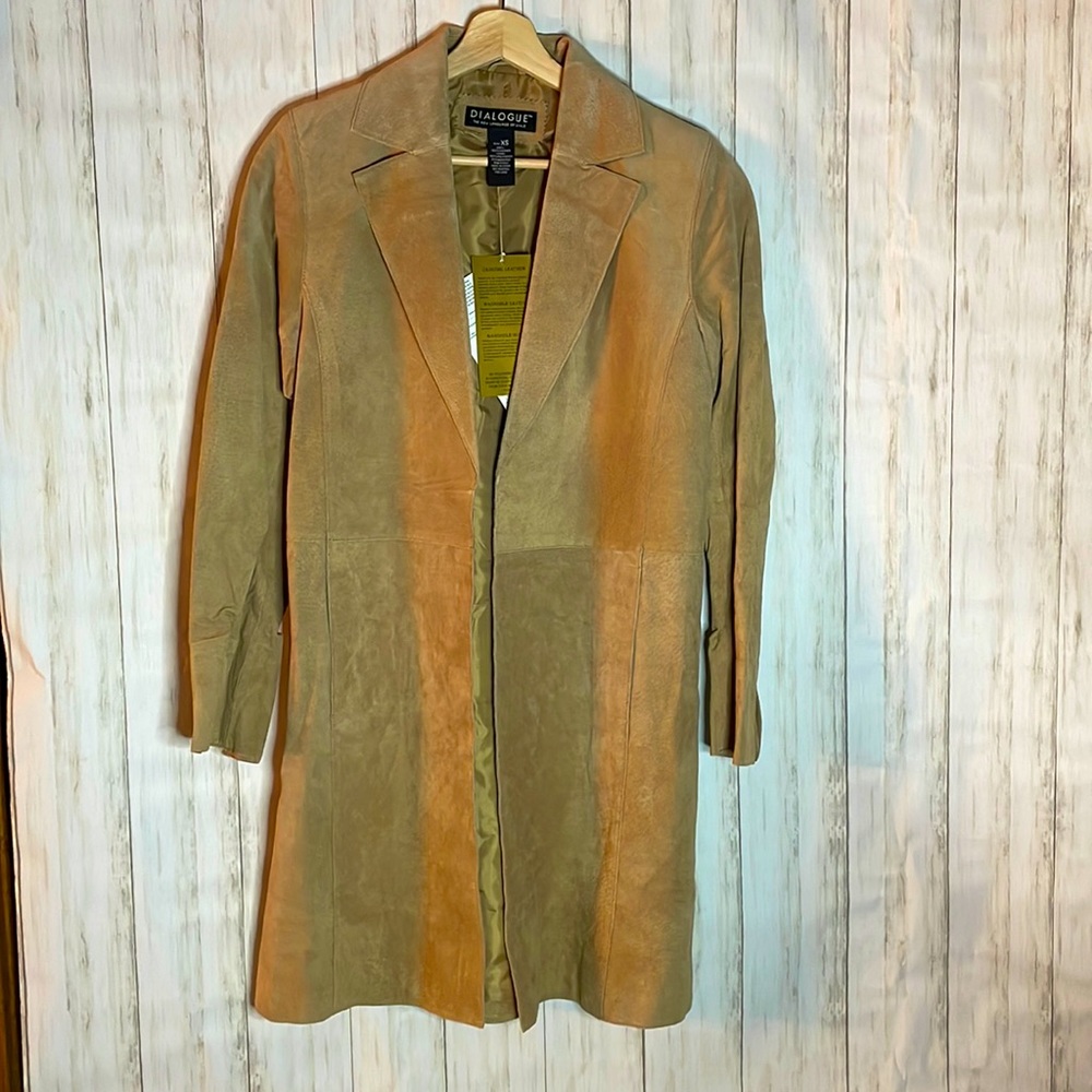 NWT! QVC Dialogue, tan, leather jacket